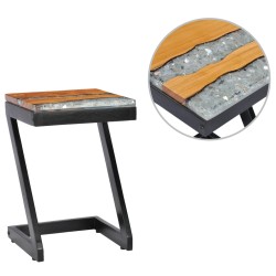 vidaXL Mesa de centro madera maciza de teca y polirresina 30x30x50 cm