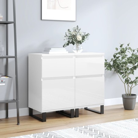 vidaXL Aparadores 2 uds madera de ingeniería blanco brillo 40x35x70 cm