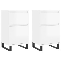 vidaXL Aparadores 2 uds madera de ingeniería blanco brillo 40x35x70 cm