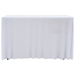 vidaXL Fundas elásticas de mesa 2 uds con falda 120x60,5x74 cm blanco
