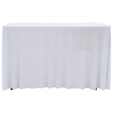 vidaXL Fundas elásticas de mesa 2 uds con falda 120x60,5x74 cm blanco