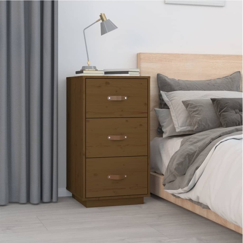 vidaXL Mesita de noche madera maciza de pino marrón miel 40x40x75 cm vidaXL Mesita de noche madera maciza de pino marrón miel 40x40x75 cm