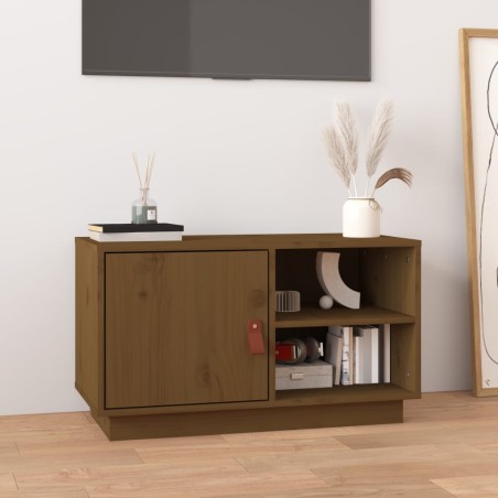 vidaXL Mueble de TV madera maciza de pino marrón miel 70x34x40 cm