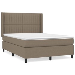 vidaXL Cama box spring con colchón tela gris taupe 140x190 cm