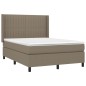 vidaXL Cama box spring con colchón tela gris taupe 140x190 cm