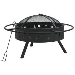 vidaXL Brasero con atizador acero XXL 70 cm