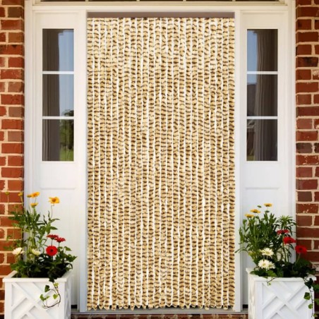 vidaXL Cortina mosquitera beige y marrón chenilla 100x220 cm 