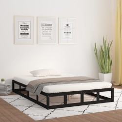 vidaXL Estructura cama doble pequeña madera maciza negra 120x190 cm