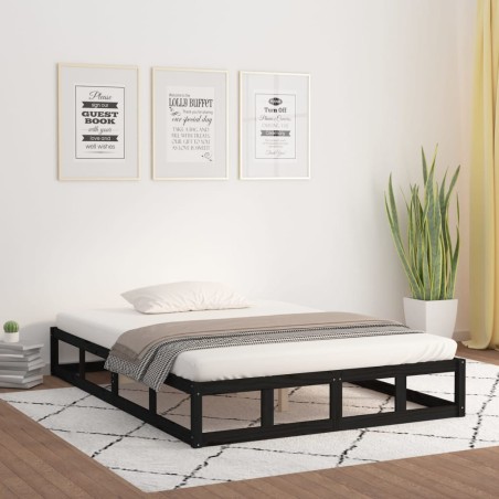 vidaXL Estructura cama doble pequeña madera maciza negra 120x190 cm