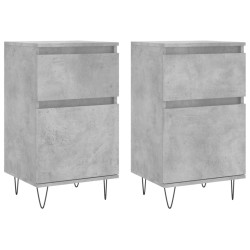 vidaXL Aparadores 2 uds madera de ingeniería gris hormigón 40x35x70 cm