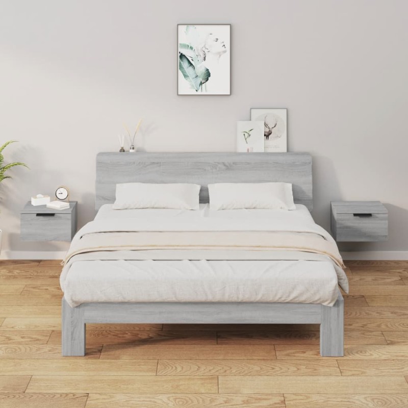 vidaXL Mesita de noche de pared 2 uds color gris Sonoma 34x30x20 cm vidaXL Mesita de noche de pared 2 uds color gris Sonoma 34x30x20 cm