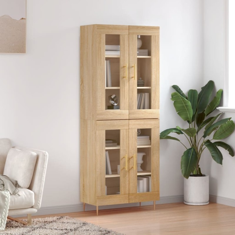 vidaXL Aparador alto madera contrachapada color roble 69,5x34x180 cm