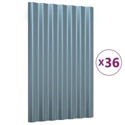 vidaXL Paneles de tejado 36 unidades acero recubierto gris 60x36 cm