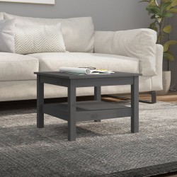 vidaXL Mesa de centro de madera maciza de pino gris 55x55x40 cm