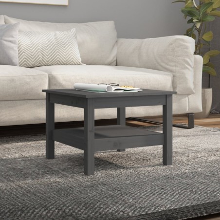 vidaXL Mesa de centro de madera maciza de pino gris 55x55x40 cm