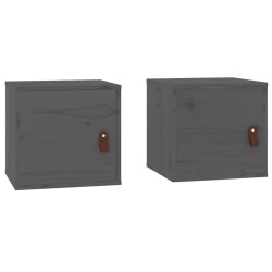 vidaXL Armarios de pared 2 uds madera maciza pino gris 31,5x30x30 cm