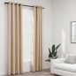vidaXL Cortinas opacas con ojales look de lino 2 pzas beige 140x225 cm vidaXL Cortinas opacas con ojales look de lino 2 pzas beige 140x225 cm