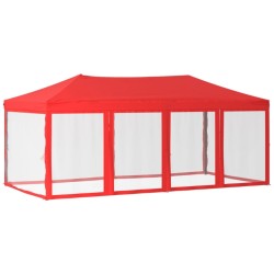 vidaXL Carpa para fiestas plegable con paredes laterales rojo 3x6 m