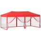 vidaXL Carpa para fiestas plegable con paredes laterales rojo 3x6 m