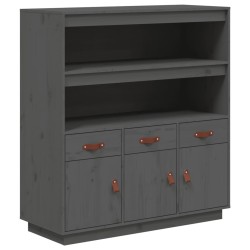 vidaXL Aparador alto madera maciza de pino gris 100x40x108,5 cm