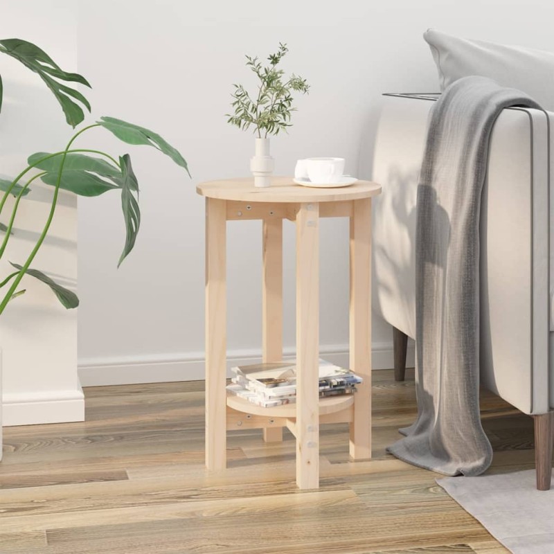 vidaXL Mesa de centro de madera maciza de pino Ø40x60 cm