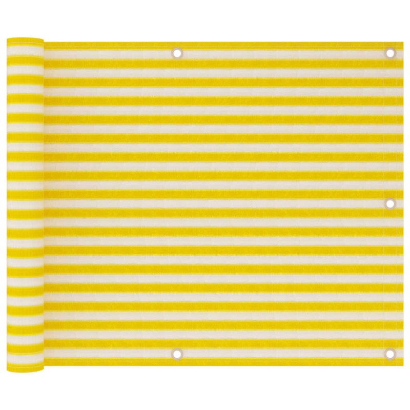 vidaXL Toldo para balcón HDPE amarillo y blanco 75x300 cm vidaXL Toldo para balcón HDPE amarillo y blanco 75x300 cm