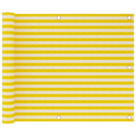 vidaXL Toldo para balcón HDPE amarillo y blanco 75x300 cm