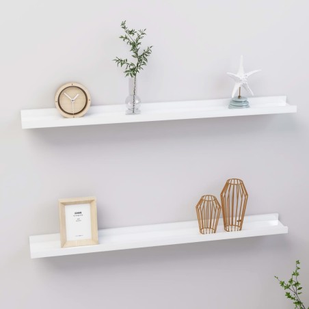 vidaXL Estantes de pared 2 unidades blanco brillo 80x9x3 cm
