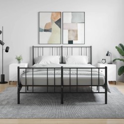 vidaXL Mesitas noche 2 uds madera ingeniería blanco brillo 40x40x50 cm