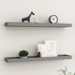 vidaXL Estantes de pared Loggia 2 uds gris MDF 80x15x4 cm