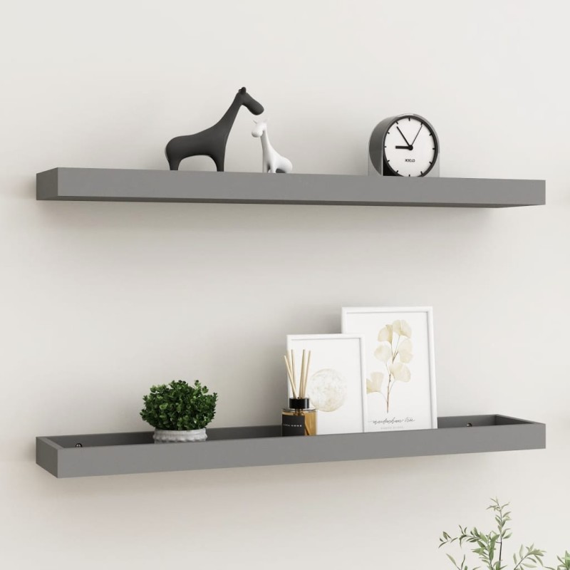 vidaXL Estantes de pared Loggia 2 uds gris MDF 80x15x4 cm vidaXL Estantes de pared Loggia 2 uds gris MDF 80x15x4 cm