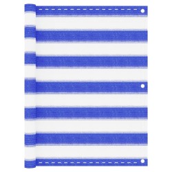 vidaXL Toldo para balcón HDPE azul y blanco 75x400 cm