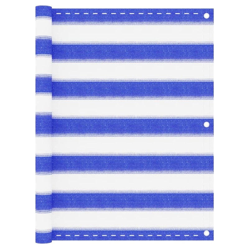 vidaXL Toldo para balcón HDPE azul y blanco 75x400 cm vidaXL Toldo para balcón HDPE azul y blanco 75x400 cm