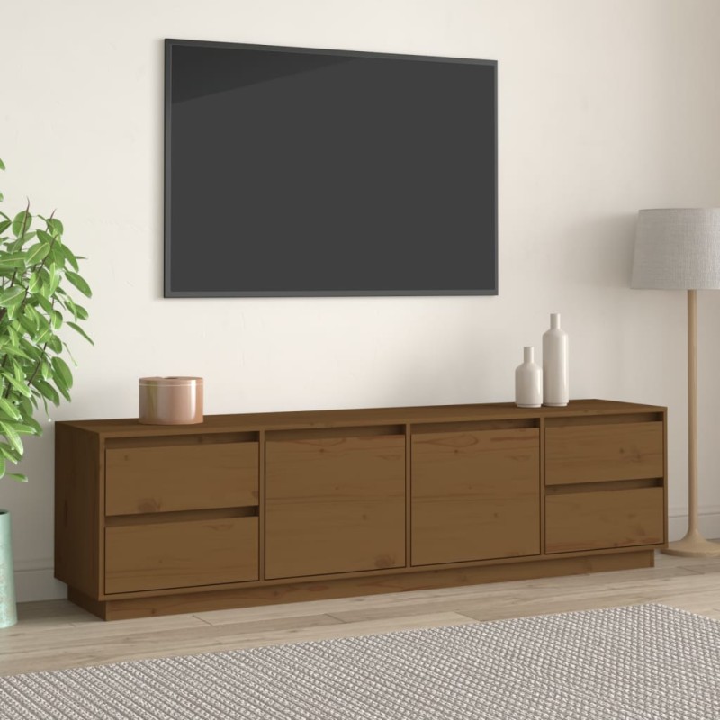 vidaXL Mueble de TV madera maciza de pino marrón miel 176x37x47,5 cm