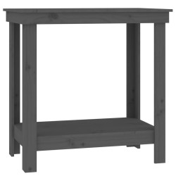 vidaXL Banco de trabajo de madera maciza de pino gris 80x50x80 cm