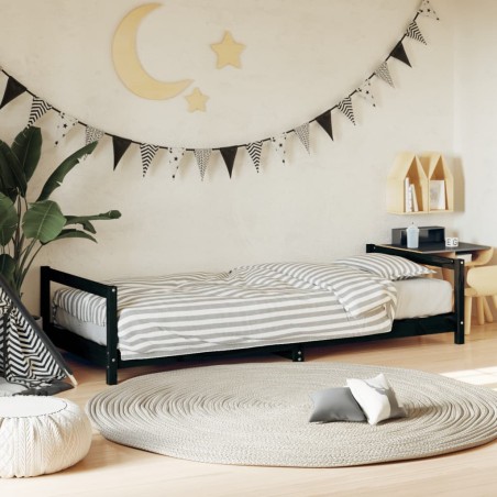 vidaXL Estructura de cama para niños madera de pino negro 90x200 cm