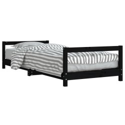 vidaXL Estructura de cama para niños madera de pino negro 90x200 cm
