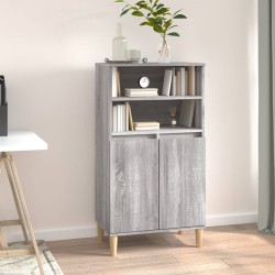 vidaXL Aparador alto de madera contrachapada gris Sonoma 60x36x110 cm