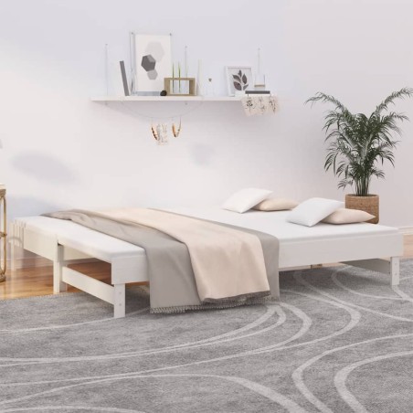 vidaXL Sofá cama extraíble madera maciza de pino blanco 2x(80x200) cm