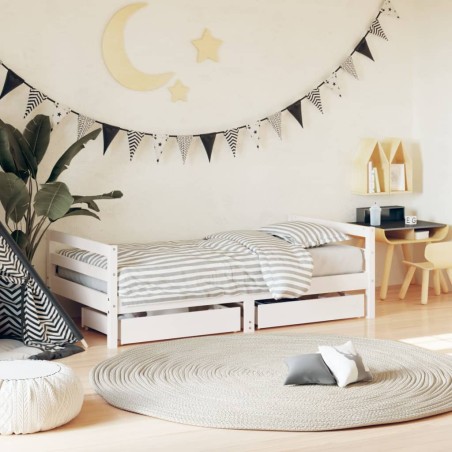 vidaXL Estructura cama infantil y cajones madera pino blanco 80x160 cm 