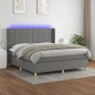 vidaXL Cama box spring colchón y luces LED tela gris oscuro 160x200 cm vidaXL Cama box spring colchón y luces LED tela gris oscuro 160x200 cm