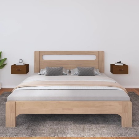 vidaXL Mesita de noche de pared 2 uds marrón miel 40x29,5x22 cm