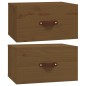 vidaXL Mesita de noche de pared 2 uds marrón miel 40x29,5x22 cm vidaXL Mesita de noche de pared 2 uds marrón miel 40x29,5x22 cm