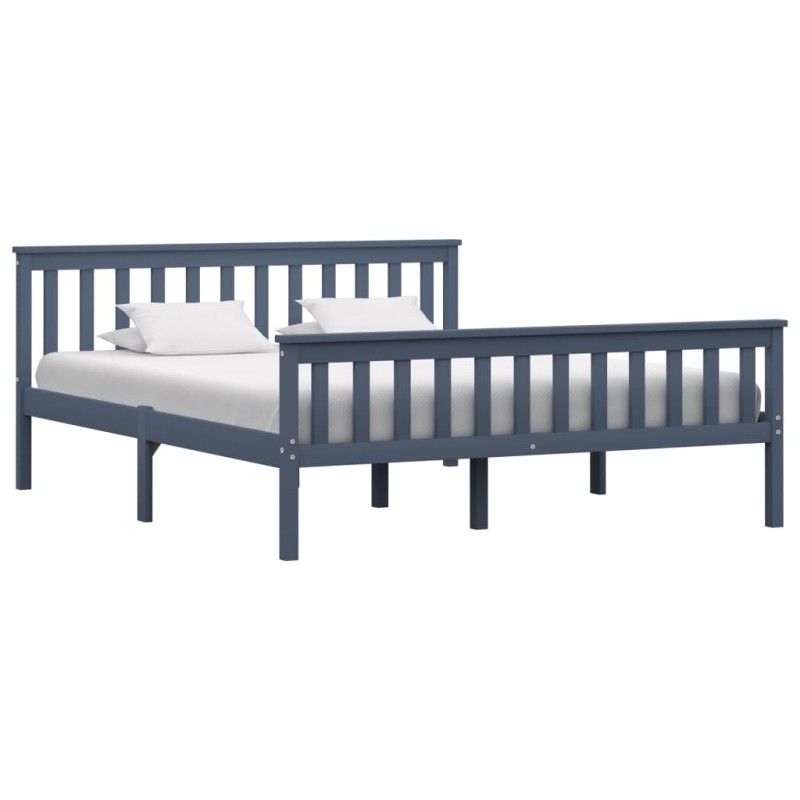 vidaXL Estructura de cama de madera maciza de pino gris 160x200 cm vidaXL Estructura de cama de madera maciza de pino gris 160x200 cm