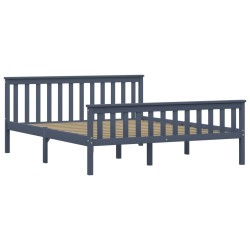 vidaXL Estructura de cama de madera maciza de pino gris 160x200 cm 