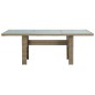 vidaXL Mesa de comedor jardín vidrio y ratán PE marrón 200x100x74 cm