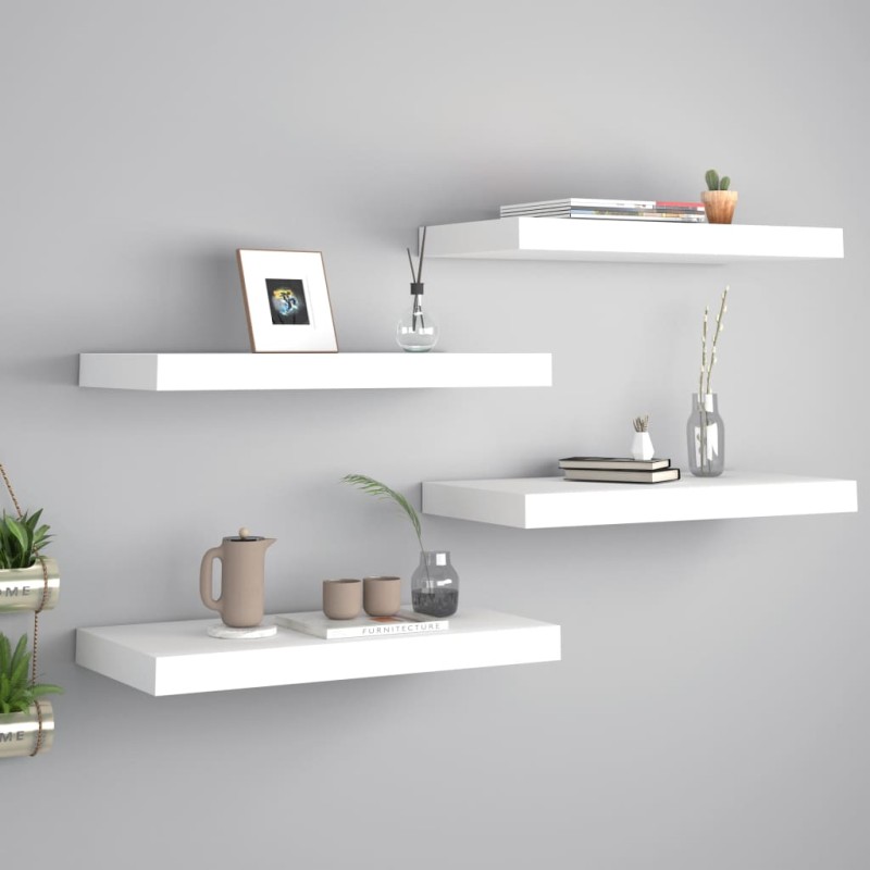vidaXL Estantes flotantes de pared 4 uds blanco MDF 50x23x3,8 cm vidaXL Estantes flotantes de pared 4 uds blanco MDF 50x23x3,8 cm