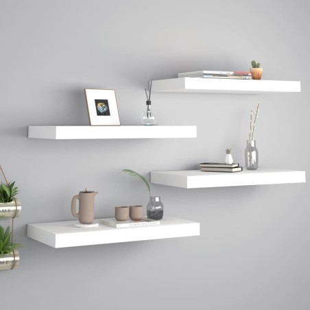 vidaXL Estantes flotantes de pared 4 uds blanco MDF 50x23x3,8 cm