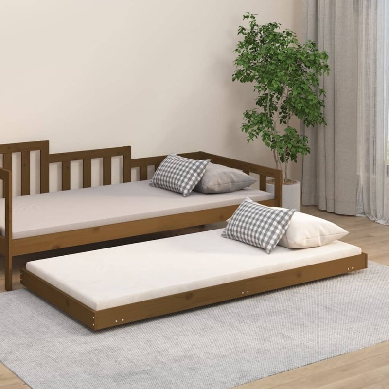 vidaXL Estructura de cama madera maciza de pino marrón miel 75x190 cm vidaXL Estructura de cama madera maciza de pino marrón miel 75x190 cm
