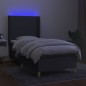 vidaXL Cama box spring colchón y luces LED tela gris oscuro 80x200 cm vidaXL Cama box spring colchón y luces LED tela gris oscuro 80x200 cm